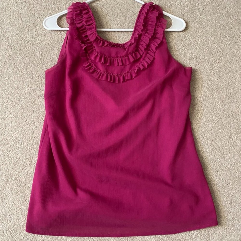 Banana Republic Magenta Ruffle Shell Tank Sz S